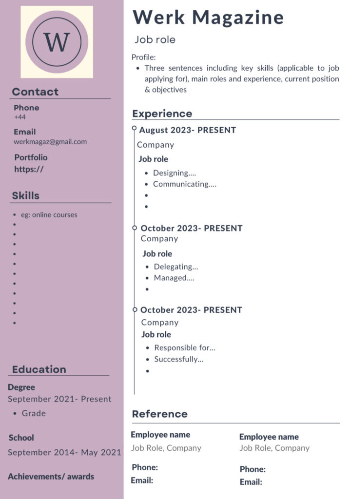 Werk's CV template