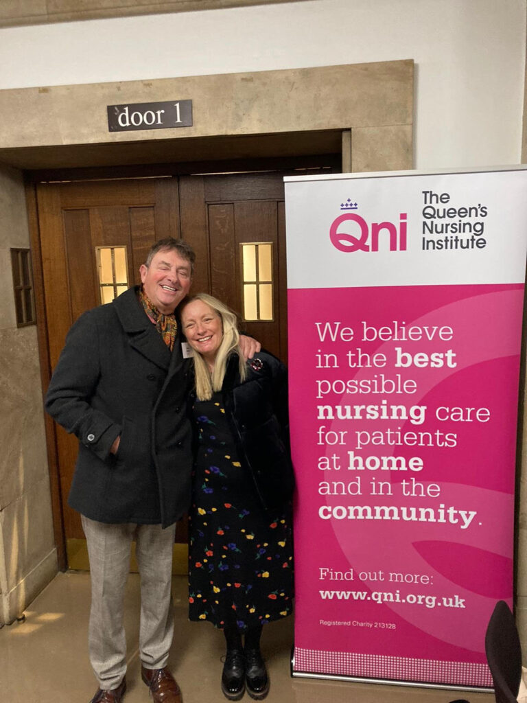 Philippa and her husband Steve proudly posing when Philippa received her Queen's Nursing Award. 